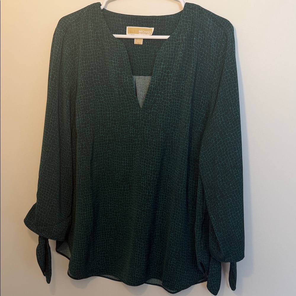 MICHAEL Michael Kors Forest Green V-Neck Blouse